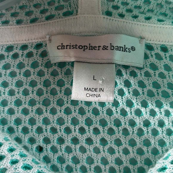 CHRISTOPHER & BANKS TEAL MESH HOODIE SIZE L - Picture 5 of 8